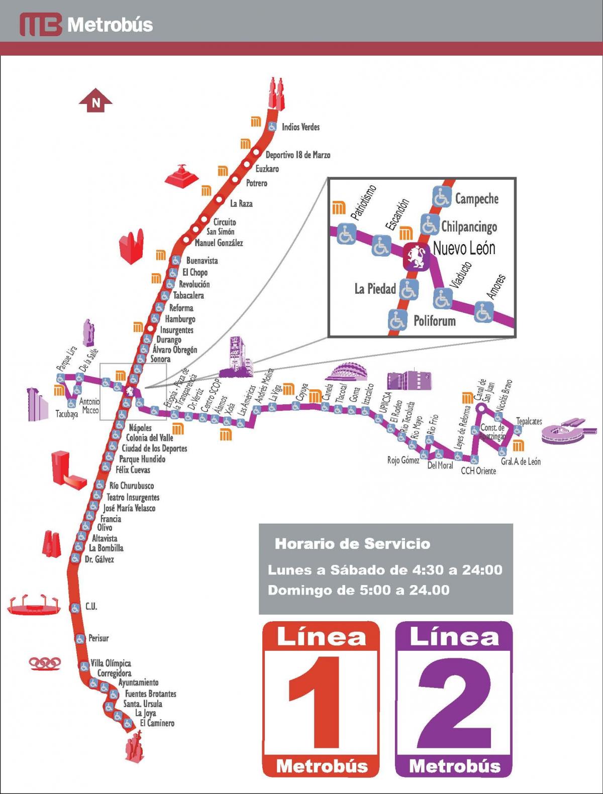 خريطة المتروباص مكسيكو سيتي