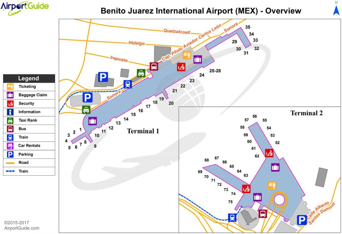 مطار مكسيكو سيتي بوابة خريطة