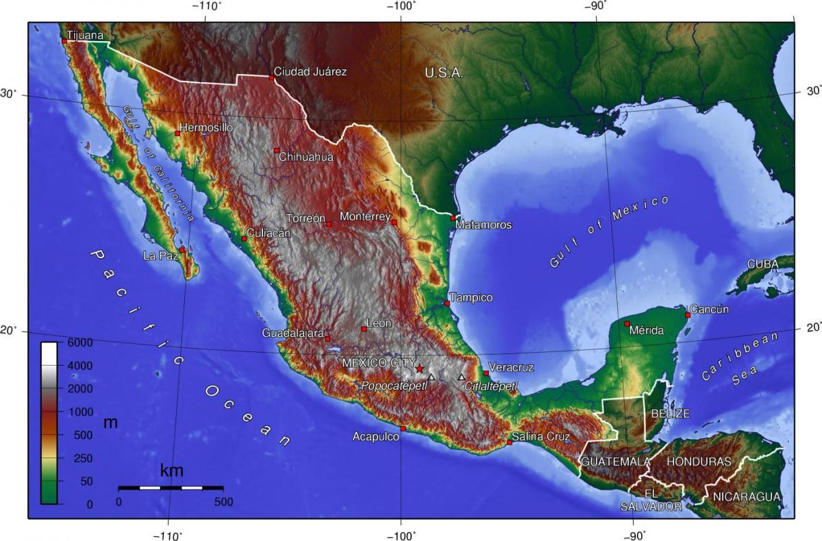 مكسيكو سيتي خريطة طبوغرافية