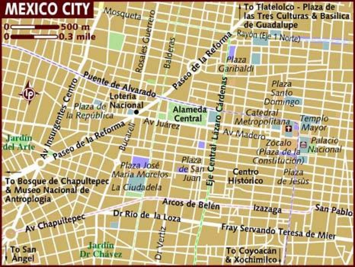 centro historico المكسيك خريطة المدينة